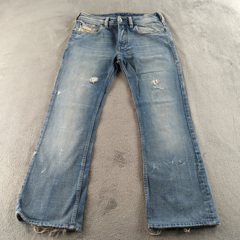 Vintage Y2K Diesel Jeans 29 (Fits 30x28) Blue Light Wash Distressed Bootcut